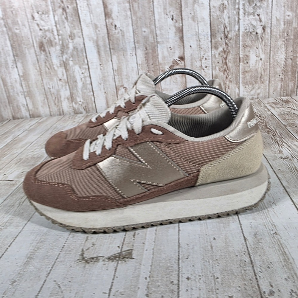 New Balance 237 Womens Mauve Gold Tan Retro‎ Sneakers WS237MSC Size 9.5 - Picture 2 of 8